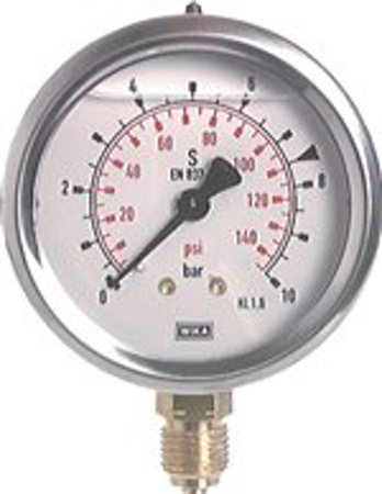 تصویر دسته بندی Glycerine pressure gauge vertical Ø 63 mm nickel chromium steel / brass, Class 1,6