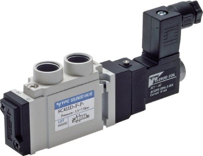 تصویر 5/2-way solenoid valve, G 1/4" (G 1/8"), spring return, 115 V AC