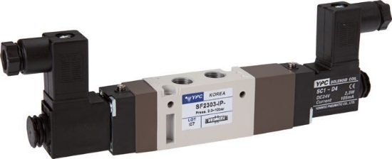 تصویر 5/3-way solenoid valve, G 1/8", Centre position closed, 230 V AC