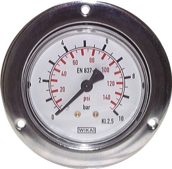 تصویر built-in pressure gauge (CrNi/Ms), front ring, 40mm, 0 - 1,6 bar