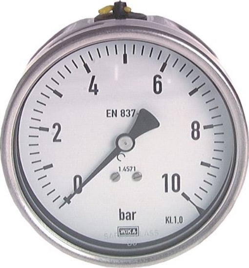 تصویر Chemical pressure gauge, horizontal, 100mm, 0 - 2,5 bar