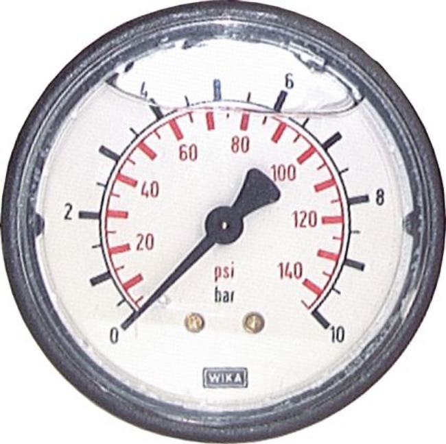 Glycerine pressure gauge horizontal Ø 63 mm, Class 2,5