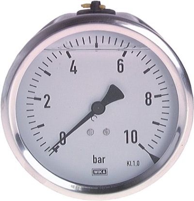 تصویر glycerine pressure gauge horizontal (CrNi/Ms), 100 mm, 0 - 1,6 bar