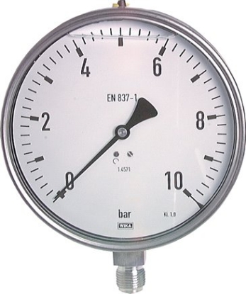 تصویر chemical glycerine pressure gauge, vertical, 160 mm, -1 to 15 bar