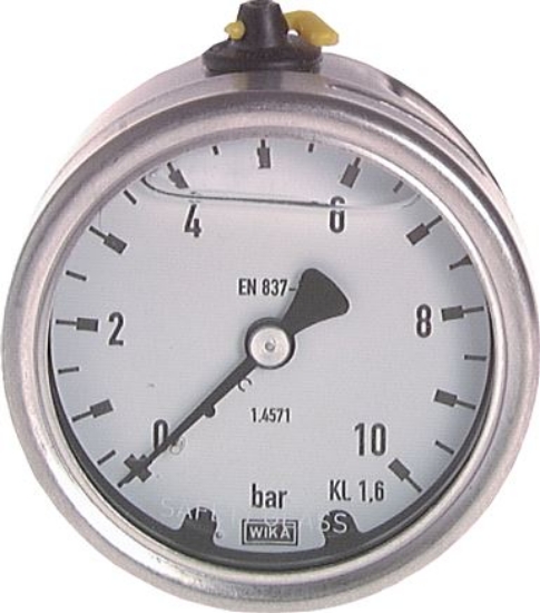 تصویر chemical glycerine pressure gauge, horizontal, 63 mm, 0 - 10 bar